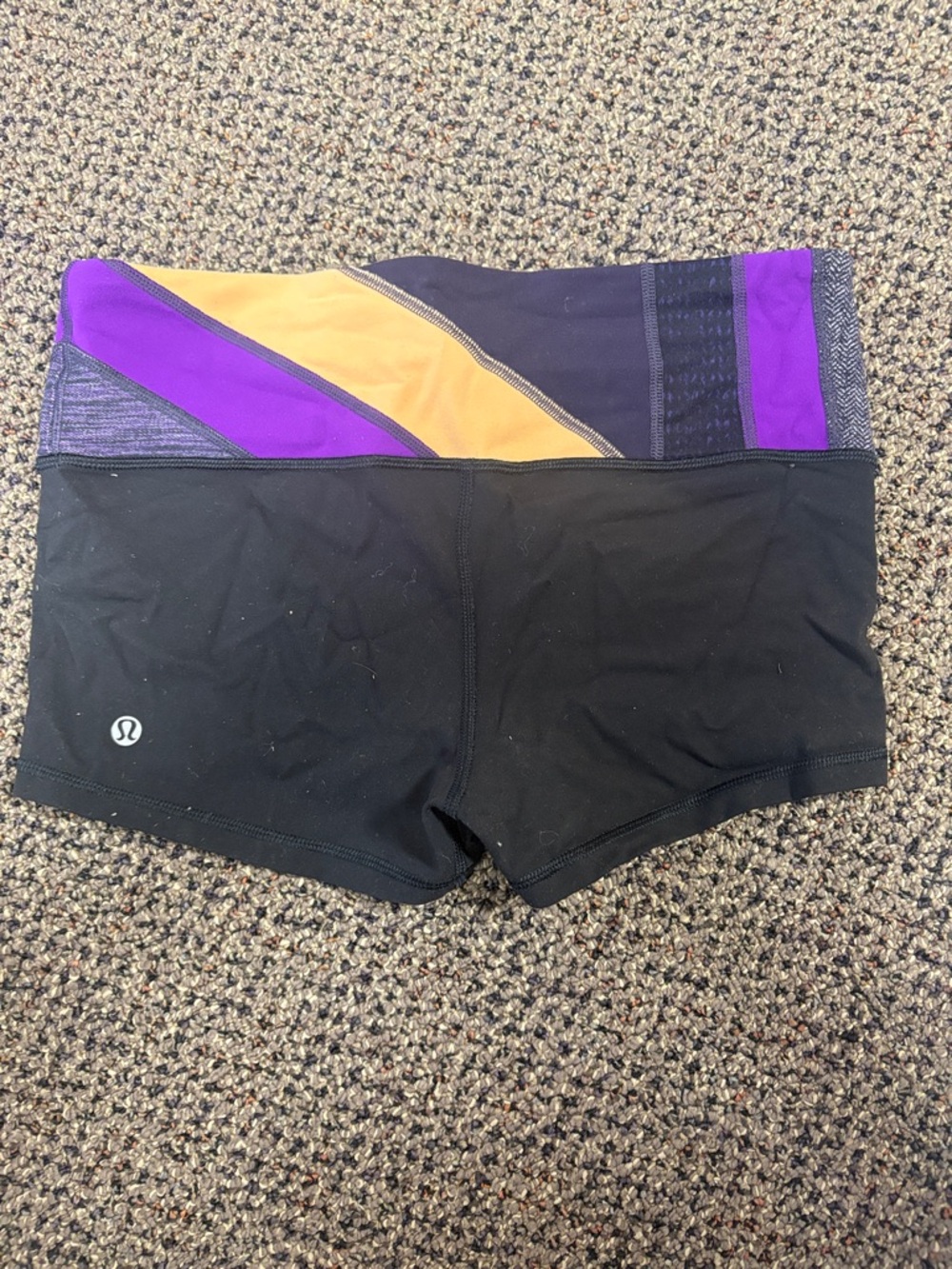 lululemon athletica Black Athletic Shorts with Purple and Yellow Waistband